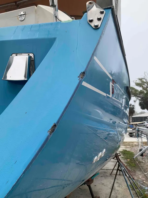 Blue Sailboat Paint — before