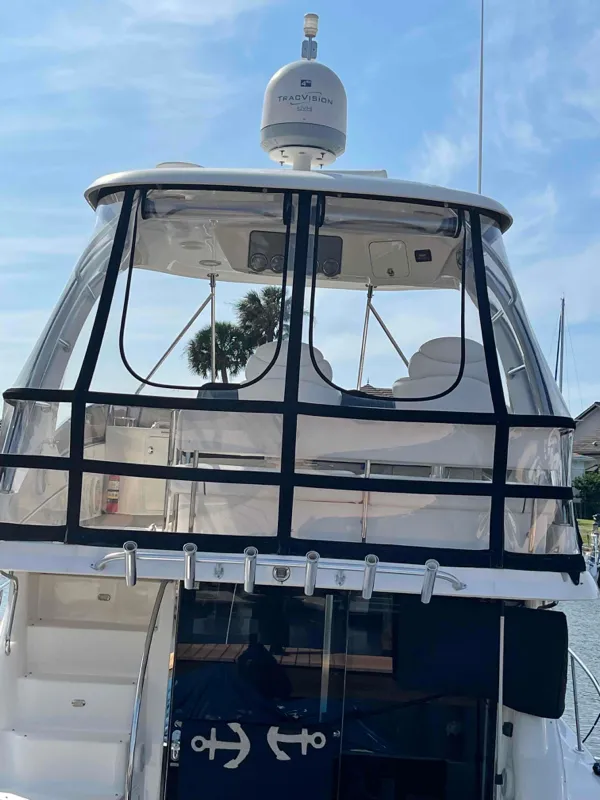 Enclosures and Isinglass - Flybridge Enclosure — canvas & upholstery work by the Boat Guys